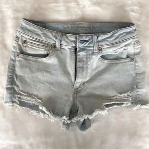 American Eagle High-Rise Light Wash Denim Shorts
